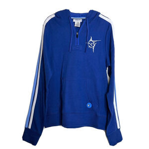 White Water Life Womens Hoodie Medium Blue Ribbed Knit Fish Logo